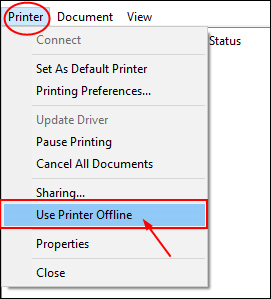 brother printer says offline but its not