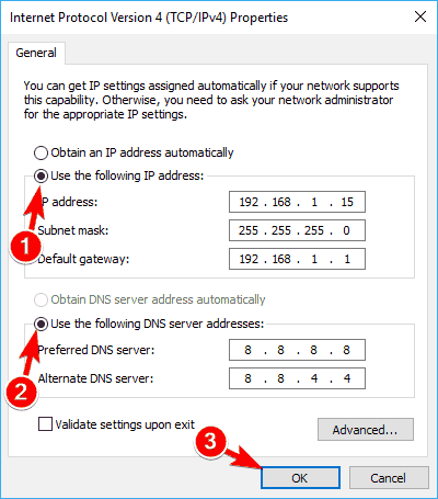 ip address not properly configured in desktop